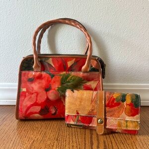 Patricia Nash Floral Print Satchel and Wallet Set